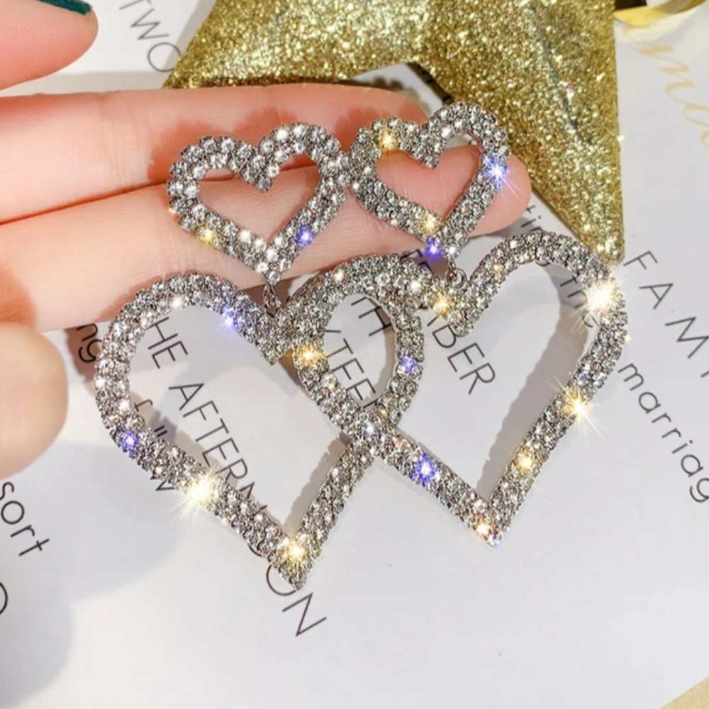 💖Luxury Double Heart Rhinestone
